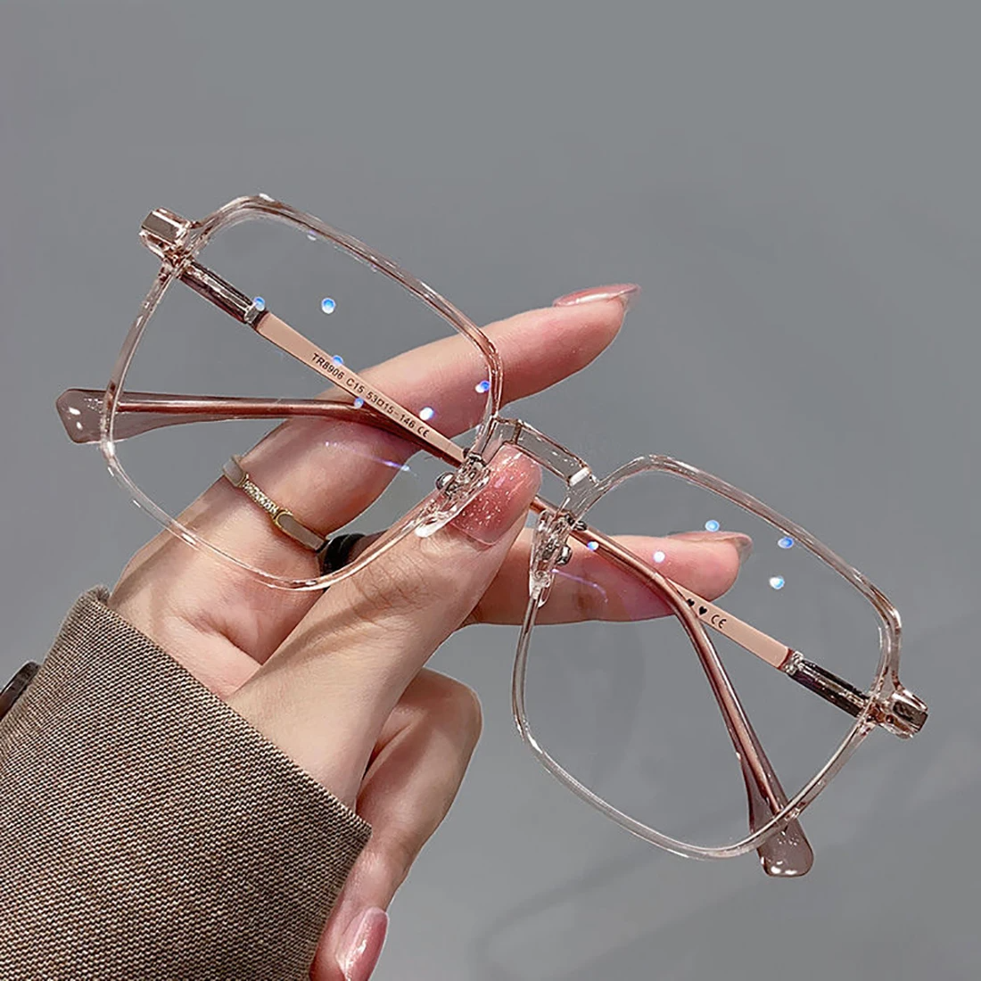 Óculos Anti Luz Azul Quadrados Leves em Metal Transparente