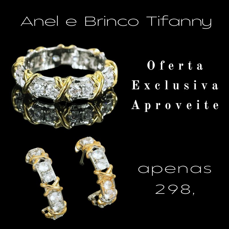 Conjunto Tifanny Anel e Brinco | Prata 925 Hipoalergênica | Pedra Moissanite | Oferta Exclusiva
