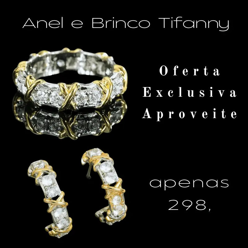 Conjunto Tifanny Anel e Brinco | Prata 925 Hipoalergênica | Pedra Moissanite | Oferta Exclusiva - Avant Beleza