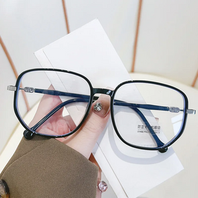 Óculos de Leitura Glitter Vintage em Moldura Quadrada de Metal para Mulheres